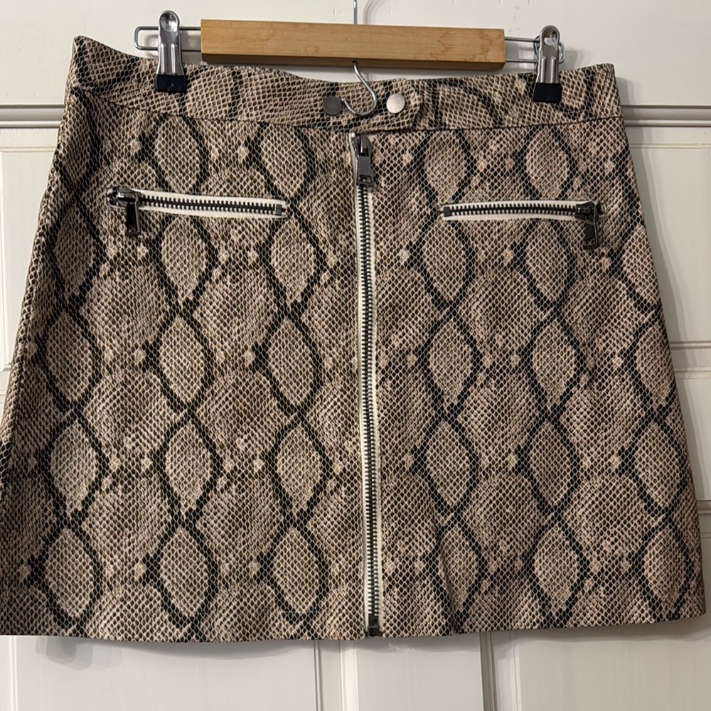 She + Sky Black and Tan Snake Print Mini Skirt